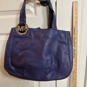 Michael Kors Purple Leather Tote Bag
